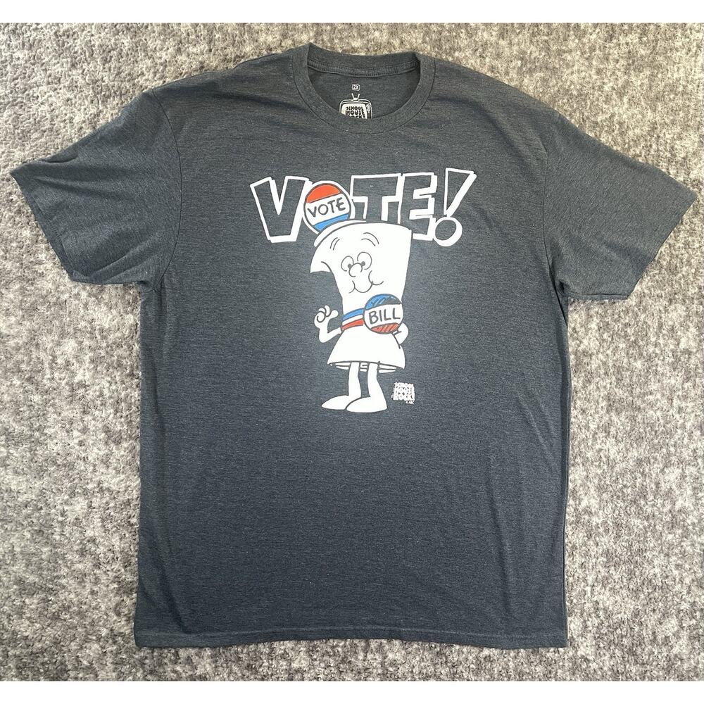 Schoolhouse Rock Bill Capitol Hill T-Shirt 2XL Gray Short Sleeve Graphic Tee